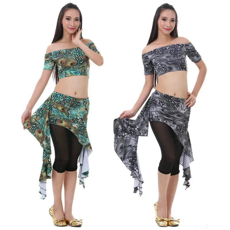 Женский костюм для танца живота комплект из 3 предметов топ и юбка с узором