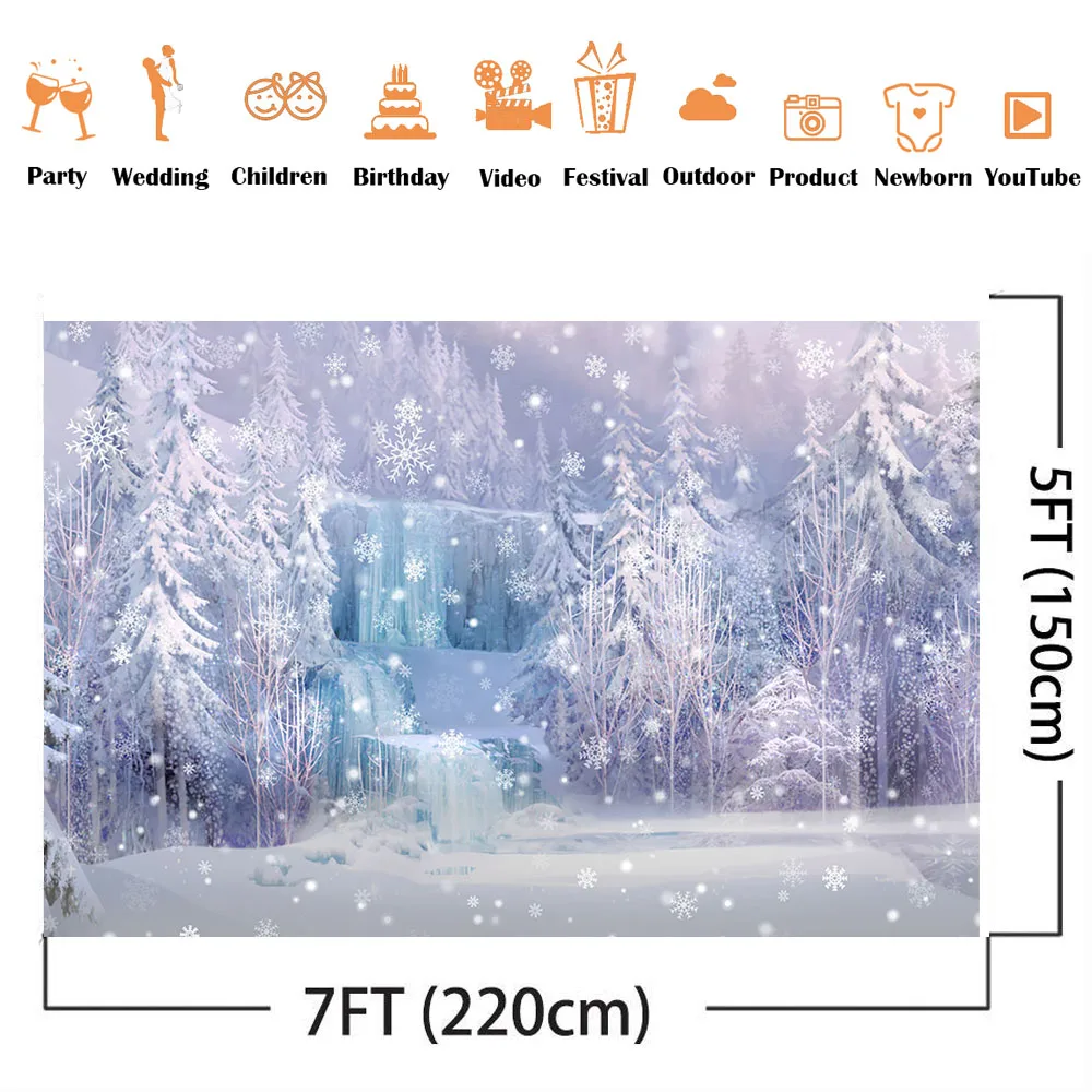 Фон для фотосъемки с изображением зимней заснеженной горы белого соснового