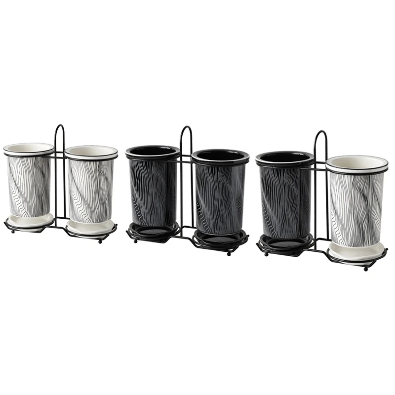 

LBER Ceramic Chopsticks Tube Cage Rack Chopsticks Drain Tube Rack Spoon Storage Rack Chopsticks Basket Tube Rack