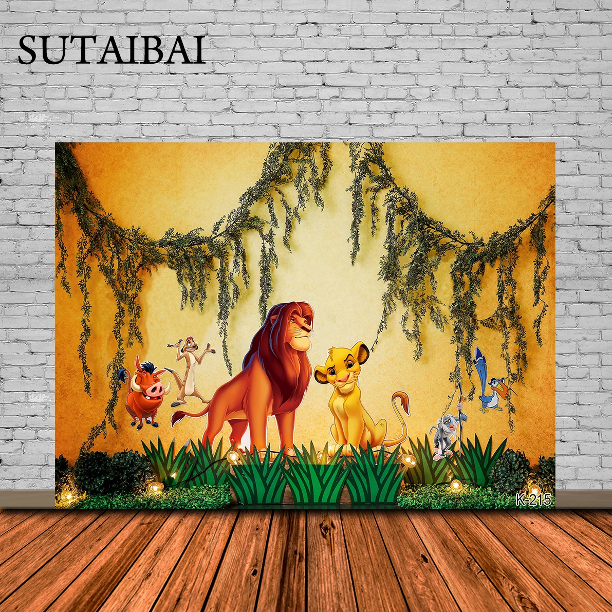 

Cartoon Disney Custom Jungle Backdrop Lion King Simba Timon Pumbaa Boys Baby Happy Birthday Party Decoration Backgrounds Banner