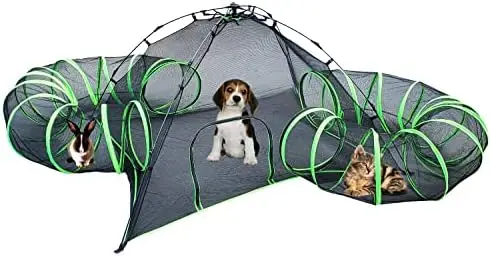 

Cat Enclosures Cat Tent Outdoor Pop Up Pet Playpen with One Cat Tunnels Portable Cat Playhouse (Play Tents for Cats and Small An