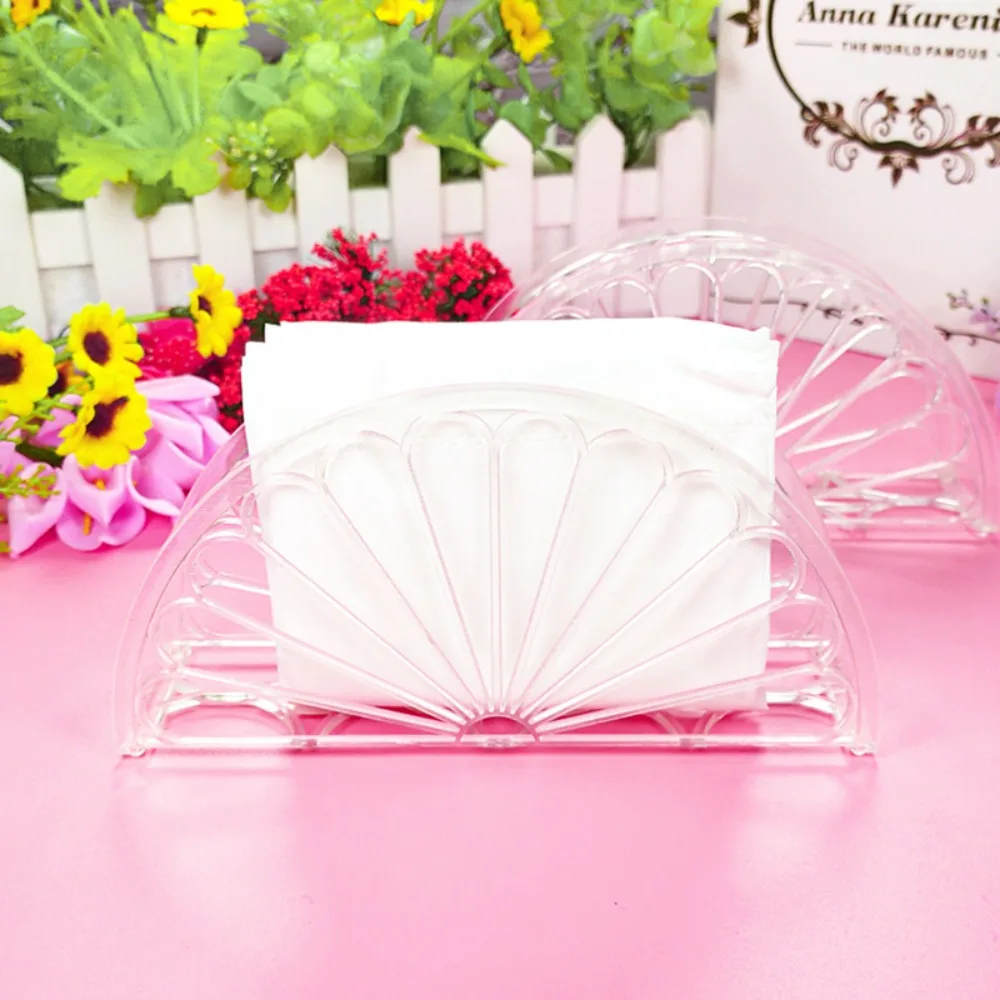 

Clear Napkin Holder Orange Petal Shaped 5.9 X 1.57 X 2.95 Inches Holders for Paper Plastic Standing Napkin Dispenser Table