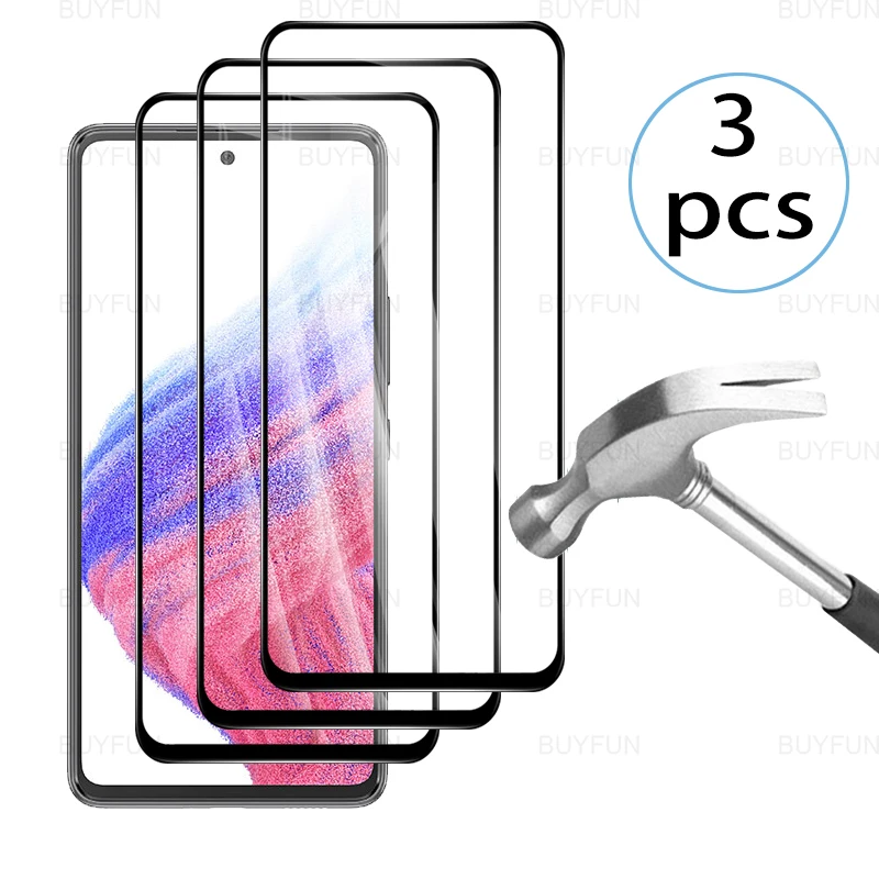 

Закаленное стекло с черными краями для Samsung Galaxy A53 A73 A33 A13 5G A23 M23 M33, защитная пленка для экрана, 3 шт.