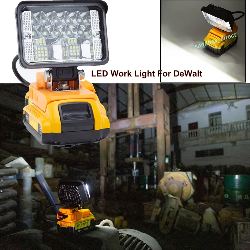 Cordless LED Worklight 2800LM USB Fast Charge For DeWalt 20V 60V MAX XR DCB205  Li-Ion Battery Camping Portable Lantern