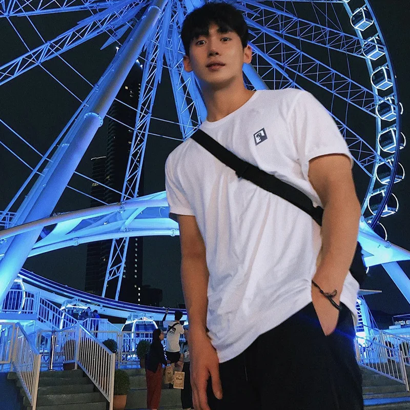 

Мужской Топ, новинка 2022, Мужская футболка с коротким рукавом, весна и лето, боди с маленьким принтом динозавра, парная футболка с коротким ру...