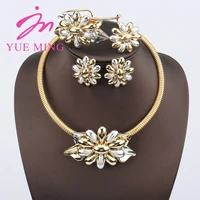 gold color fashion dubai jewelry set for women earrings necklace for women jewelry set ladies banquet dating wedding jewelry