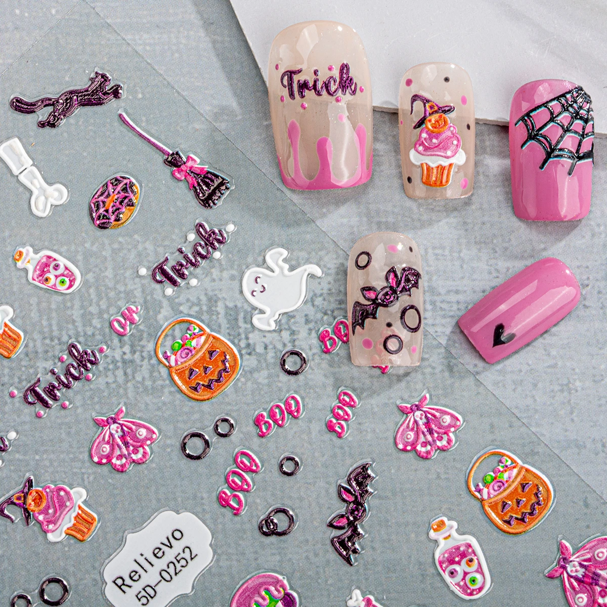 Наклейки для ногтей на Хэллоуин 3 шт. Y2K тыква череп кость призрак крест наклейки