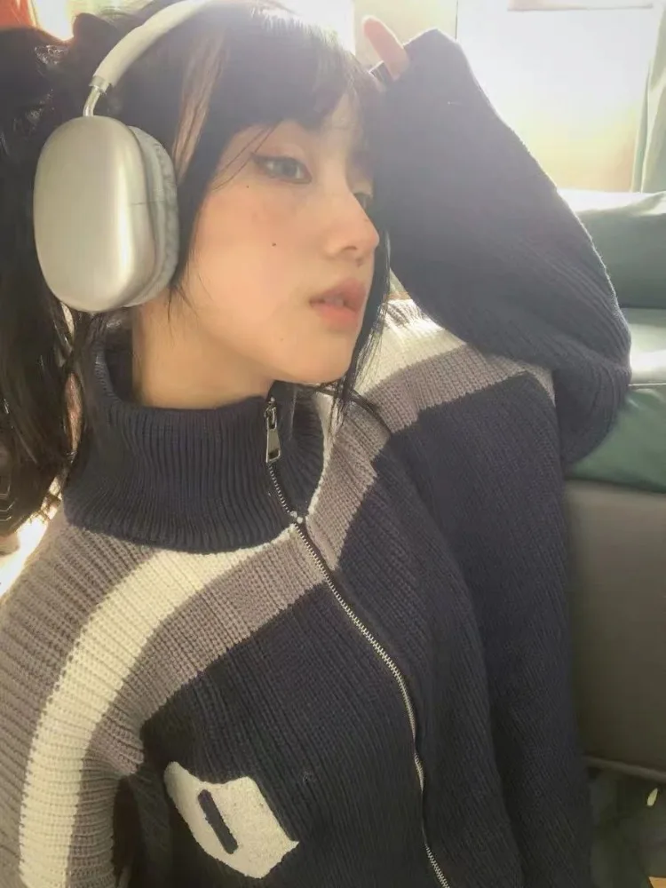 Женский кардиган на молнии в стиле Харадзюку элегантный универсальный свободный