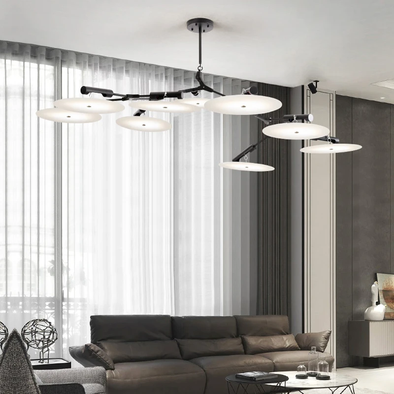 

Nordic Flying Saucer Plate Chandelier Villa Living Room Restaurant Branch Chandelier Simulation Lights Home Lighting Fixtures