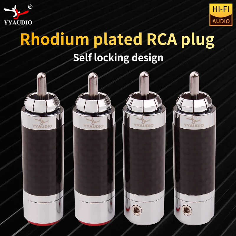 

4pcs Rhodium Plated RCA Plug HiFi Connector Plug RCA Adapter Jack For 10mm Audio Amplifier Cable Male Connector Speaker