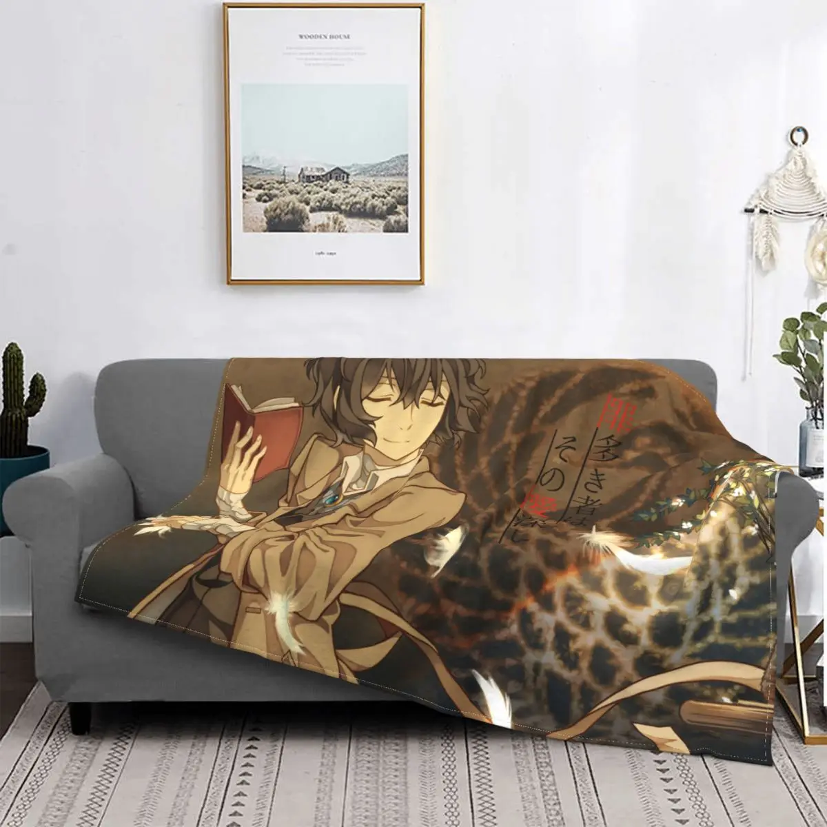 

Osamu Dazai Blanket Coral Fleece Plush Winter Bungou Stray Dogs Anime Ultra-Soft Throw Blanket for Home Bedroom Plush Thin Quilt