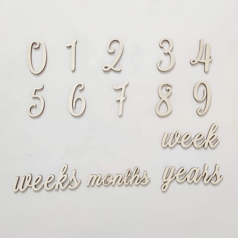 

Newborn Wood Chip Card Photography Props Set Number Letters Date Props for Baby Girl Boy Baby Shower Bathing Gift