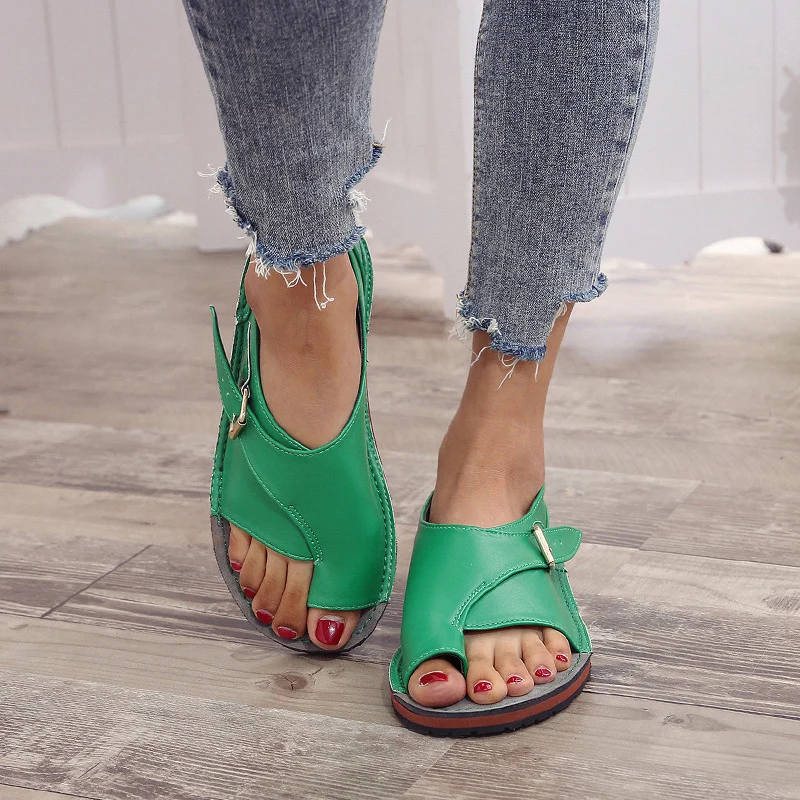 

Women Casual Flat Sandals Ladies Pu Leather Open Toe Shoes Female Roman Beach Shoes Buckle Casual Zapatos Mujer Primavera Verano