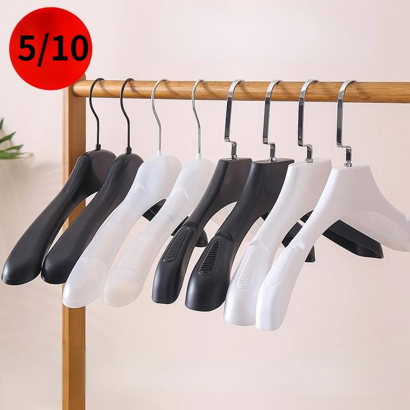 

5/10Pcs Storage Closet Wardrobe Clothes Rack Luxury Thicken Male/Female Clothes Hanger Plastic Wide Shoulder Hanger for Coats
