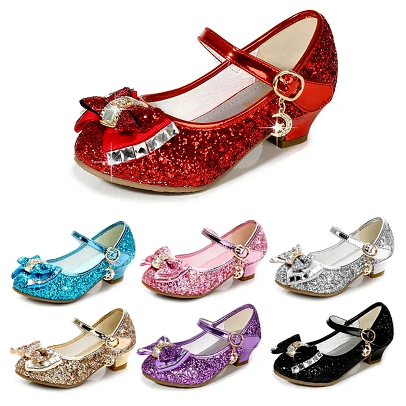 Toddler Girls Crystal Shoes For Birthday Diamand Glitter Children High Heel Girls Party Shoes Elsa Princess Kids Sandals