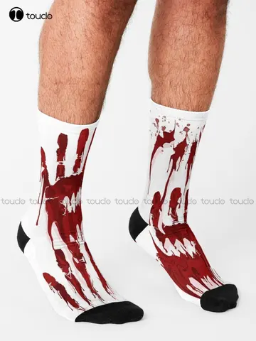 Кровавые руки, Счастливого Хэллоуина, дневные белые носки, персонализированные, унисекс, для взрослых, подростков, Молодежные носки, индивидуальный подарок, уличная одежда