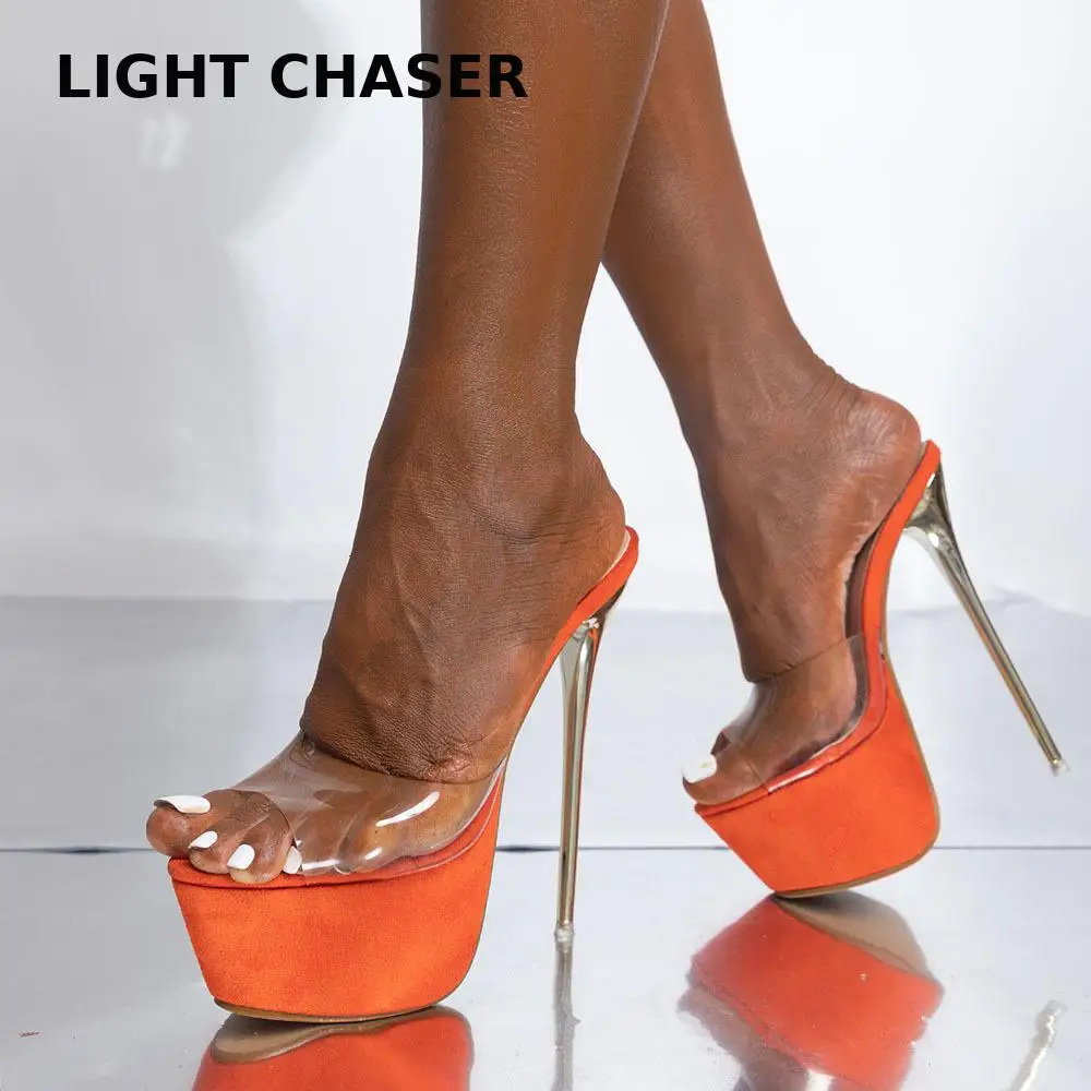 

2022 Summer New Transparent Women's Sandals Waterproof Platform Stiletto Open Toe Sexy High Heels Women's High-heeled Slippers