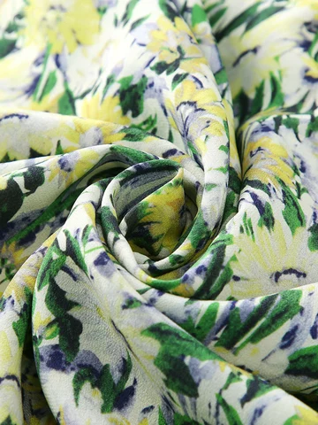 Платье SuyaDream женское с цветочным принтом, платье средней длины из 100% натурального шелка с круглым вырезом, одежда желто-зеленого цвета для весны и лета, 2024