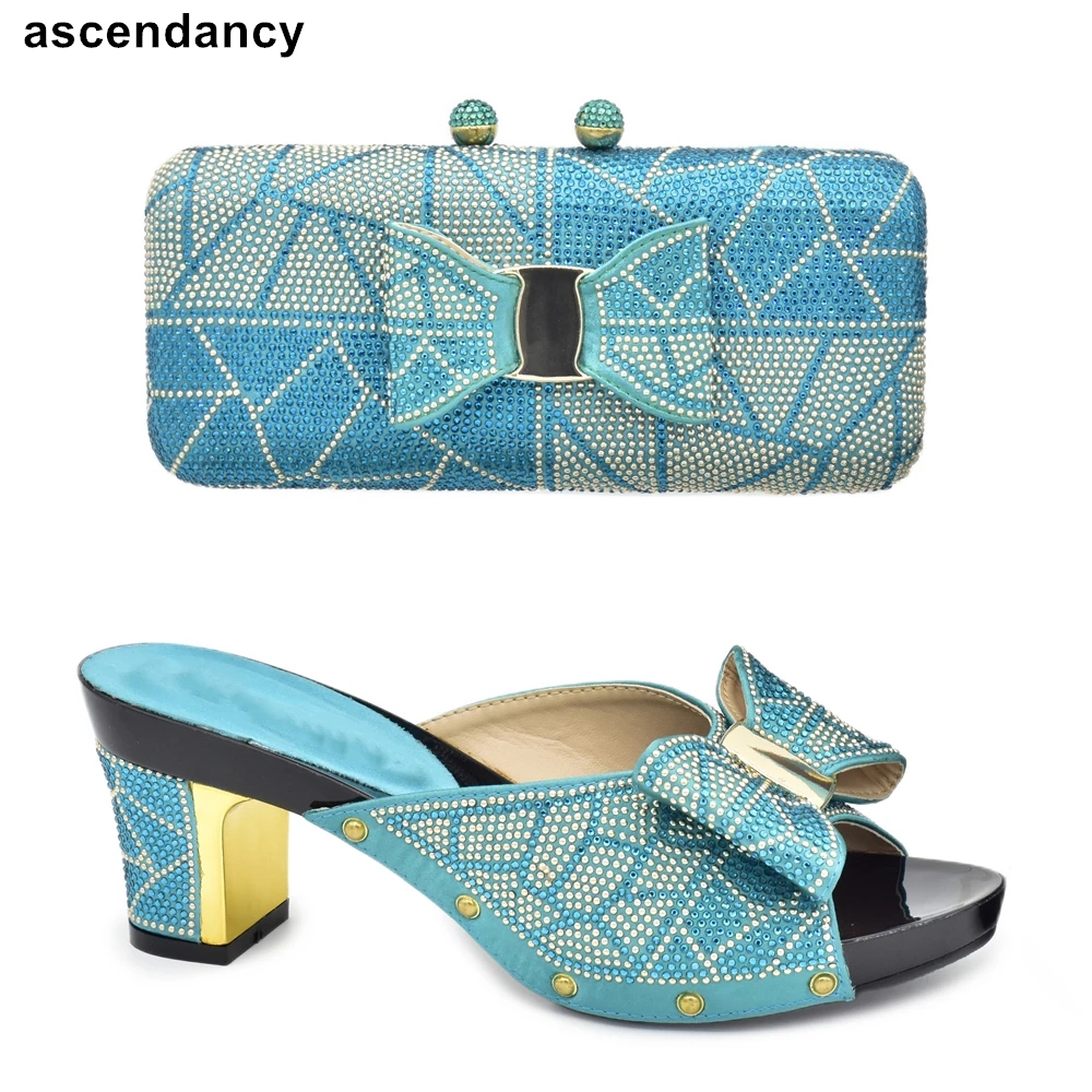 

Комплект из итальянской обуви и сумки для женской обуви, женские туфли на высоком каблуке, нигерийские женские свадебные туфли, роскошные д...