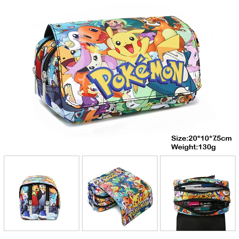 Anime Pokemon Pikachu Pencill Case School Cartoon Black Pen Bag School Supplies Stationery Schoolbag Birthday Party Gifts for