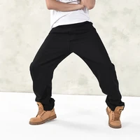 mens jeans trend autumn new loose fat hip hop large skateboard pants full length straight solid color denim trousers