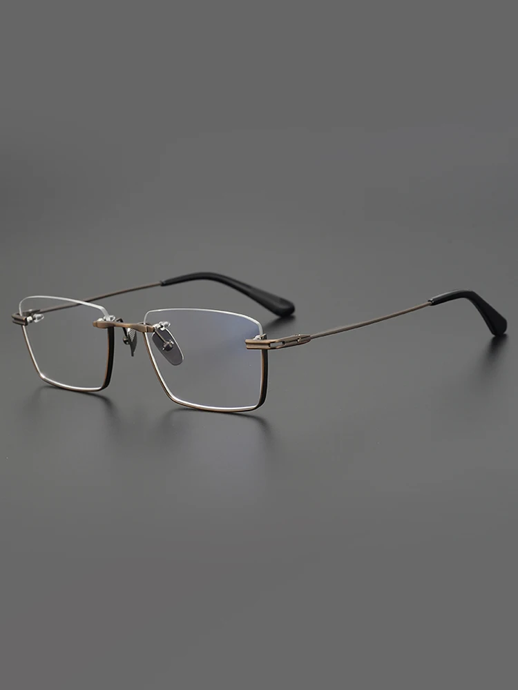 

Женские индивидуальные очки для чтения при близорукости 2023, высококачественные Полуободковые очки в стиле ретро, оправа для очков, мужские Оптические очки из чистого титана