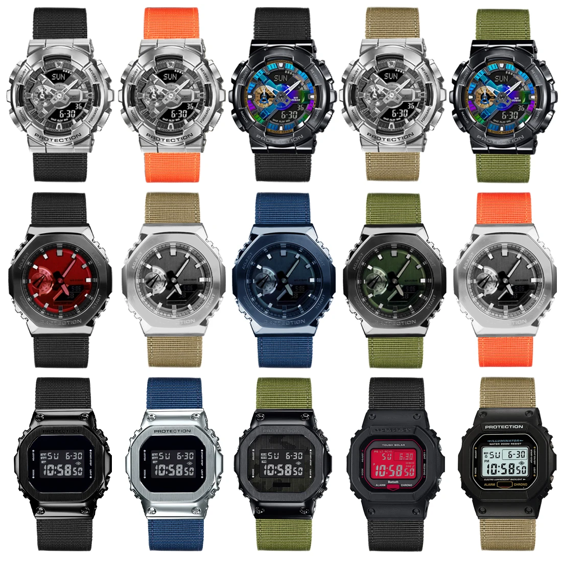 Фото Нейлоновый ремешок для часов Casio G-Shock DW-5600 GW-B5600 GM-5600 GM110 GA110 GM2100 GA900 AE1200, спортивный водонепроницаемый холщовый ремешок для часов №5