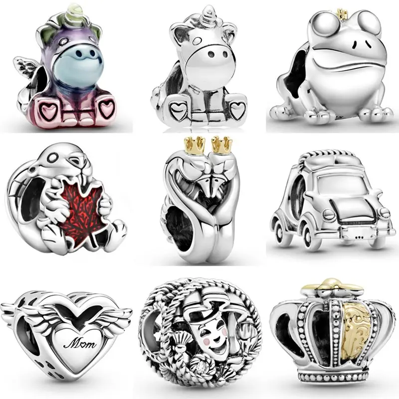 

Rainbow Bruno The Unicorn Electric Car Frog Prince Regal Crown Beads 925 Sterling Silver Charm Fit pandora Bracelet Diy Jewelry