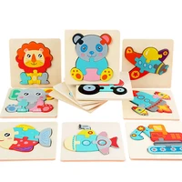 3d puzzle wooden toy for children cartoon animal vehicle jigsaw kids baby early educational learning puzzles wood toys games