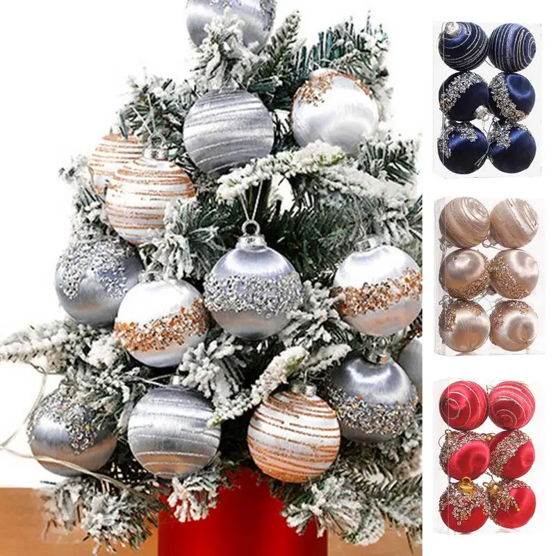 

6pcs Colorful Shatterproof Velvet Christmas Balls Festive Christmas Tree Ornaments For Home Christmas Party Decoration ornaments