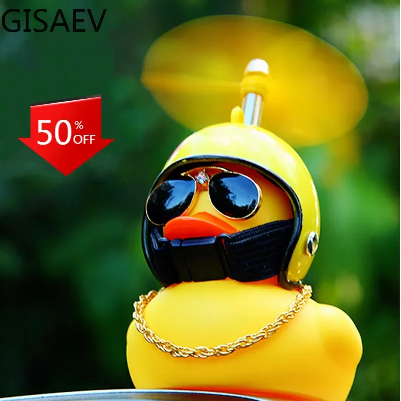 

GISAEV Helmet Broken Wind Wave Small Yellow Duck Gift Cute Interior Breaking Duck Car Ornament Cycling Decoration Car Decoration