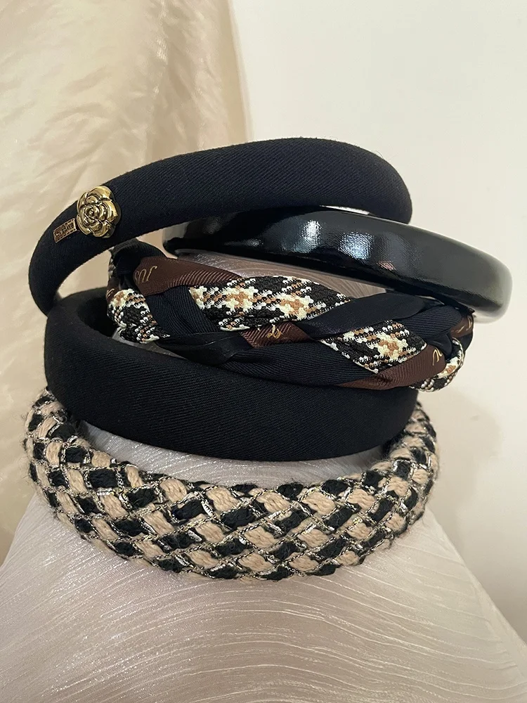 Black High Skull Top Hair Band Women 2024 New Autumn and Winter Headband Not Tight Binding High-Grade Face Wash Hairpin ...