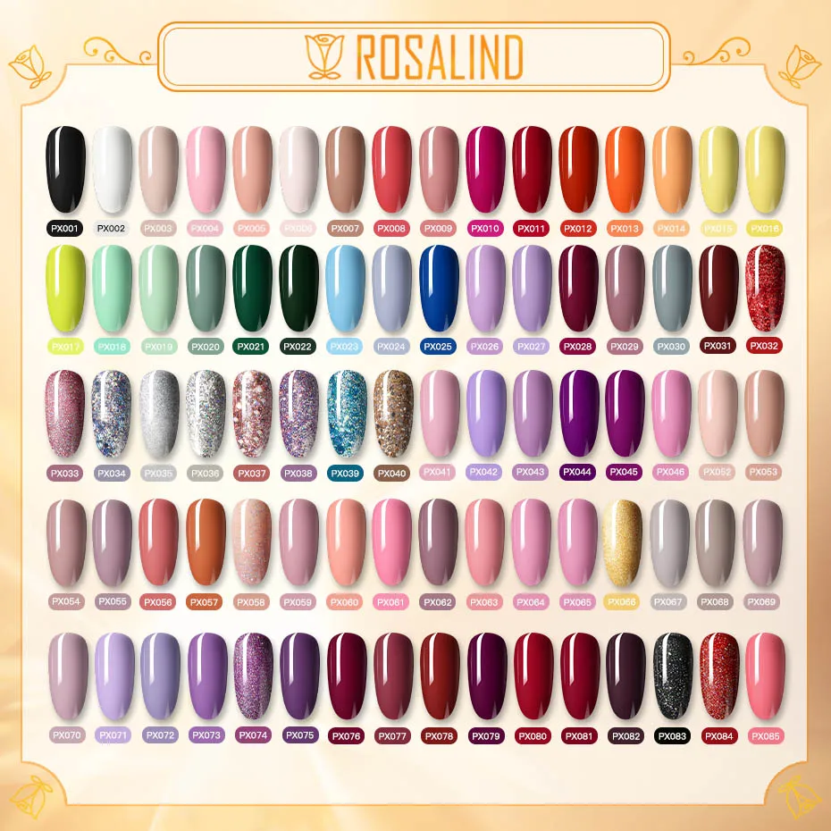 

ROSALIND Pure Color Gel Nail Polish Vernis Semi Permanent Glitter Hybrid Varnish Nail Art Base Top Coat Nail Polish Gel Esmalte