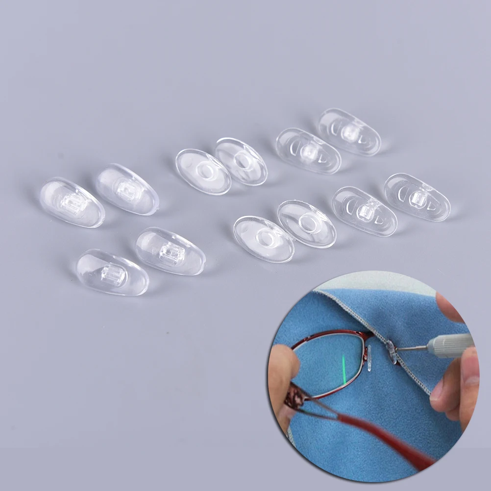 

5 Pairs Screw in Soft Silicone Non-slip Oval Eyewear Glasses Nose Pads
