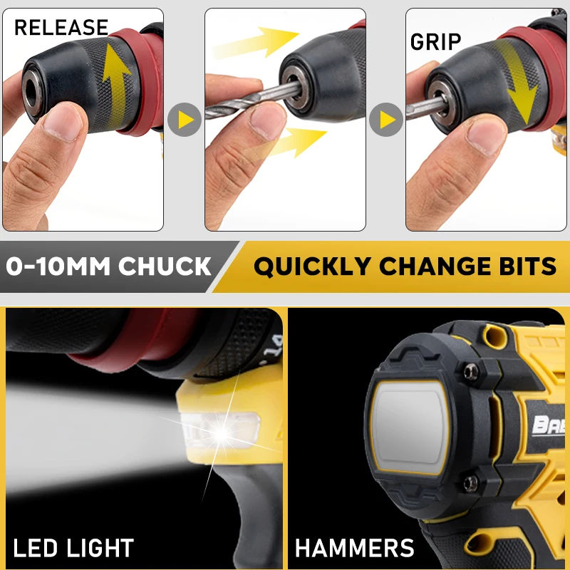 BABEQ 45NM 2-в-1 набор бесщеточных электрических дрелей патрон 10 мм аккумуляторная