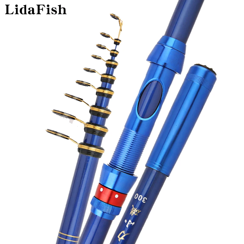 

LIDAFISH New 1.8M 2.1M 2.4M 2.7M 3.0M Lightweight Carbon Telescopic Rod High Quality Saltwater Bass Rock Fishing Rod
