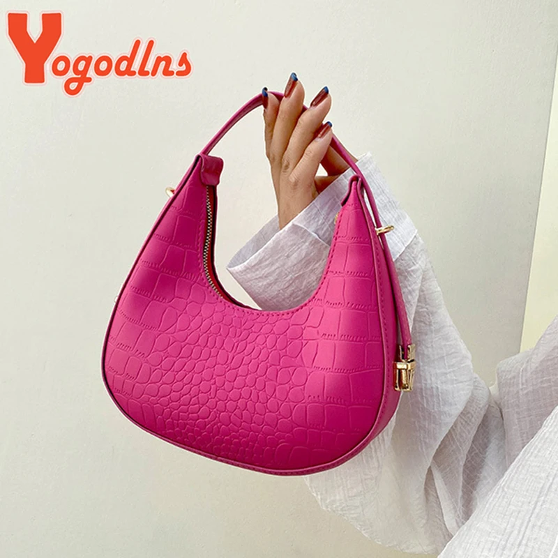 

Женская сумка через плечо Yogodlns Aligator, сумка через плечо с полулуной, дизайнерская женская сумка для подмышек, ежедневное использование, кошелек для телефона