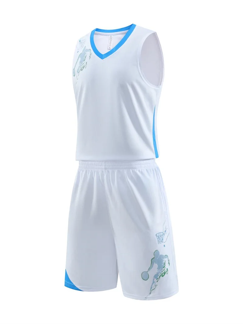 8042 # Тренировочный комплект для баскетбола в тренажерном зале майка с v-образным