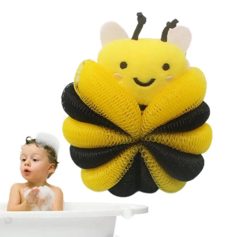 

Bathroom Bath Balls Cute Body Cleaning Scrubber Ball Mesh Bath Ball Home Shower Ball Bee Shape Shower Sponge For Kids
