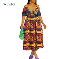african dresses for women ankara print patchwork dashiki dresses plus size sexy fashion v neck african evening clothes wy9941