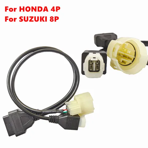 Новинка для Honda 4pin Suzuki 8pin OBD2 Диагностический кабель для мотоцикла 2 в 1 на 16Pin OBD расширение двигателя