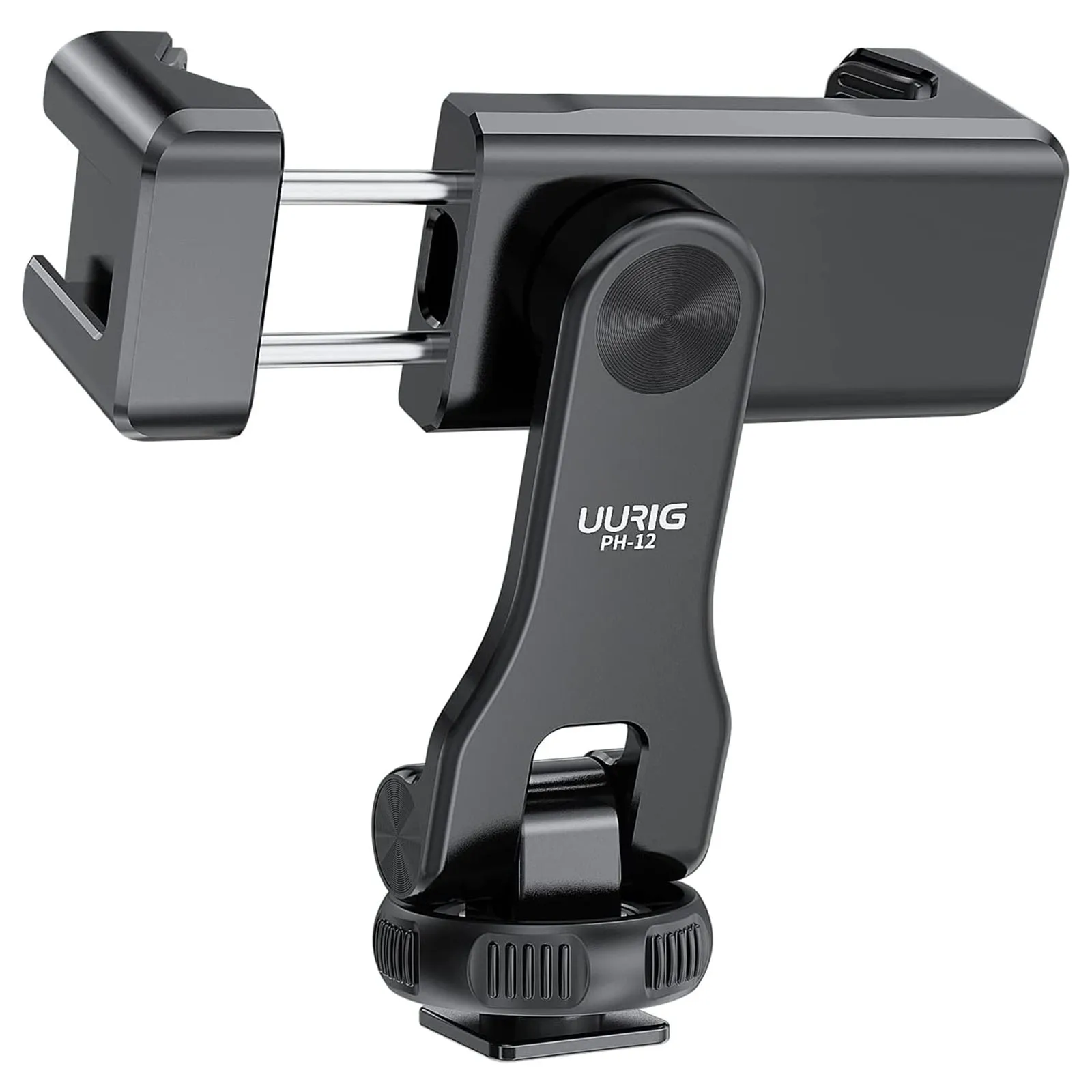 

UURIG PH-12 Phone Clip Holder for iPhone 14 13 12 Samsung HUAWEI Metal Phone Tripod Mount W/ 2 Cold Shoe Mount for LED Light