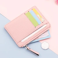 card holder card case wallet credit cards organizer coin purse zipper ultra thin mini simplicity pu leather fashion solid color