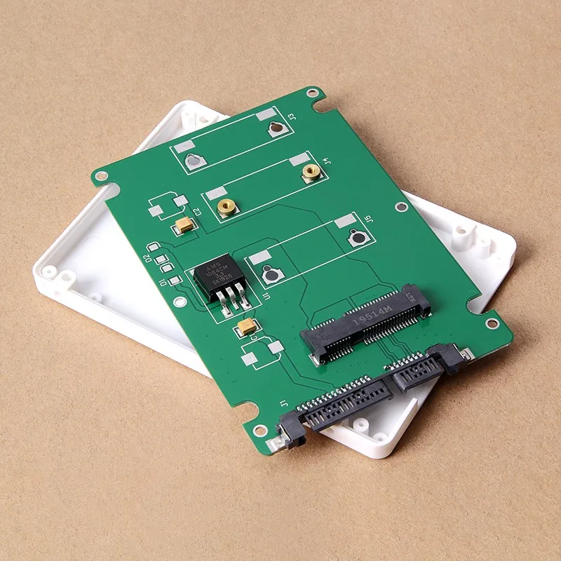 Фото Mini Pcie M SATA SSD-адаптер 2,5 Inci SATA3 Kartu с корпусом Tebal 7 мм Hitam №1