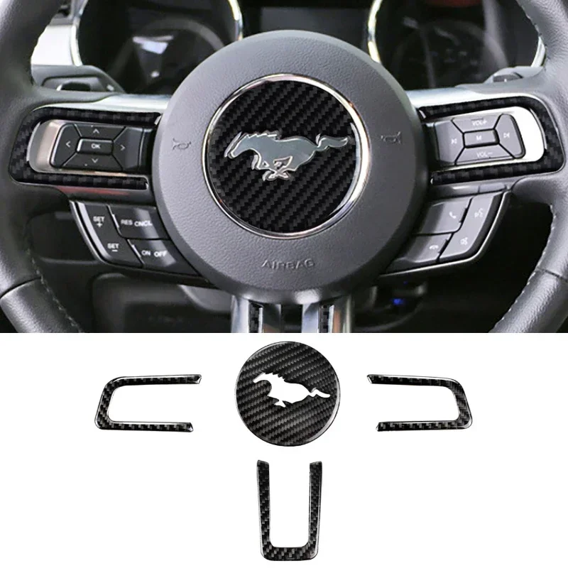 Значок на руль автомобиля наклейка с логотипом Mustang GT из углеродного волокна