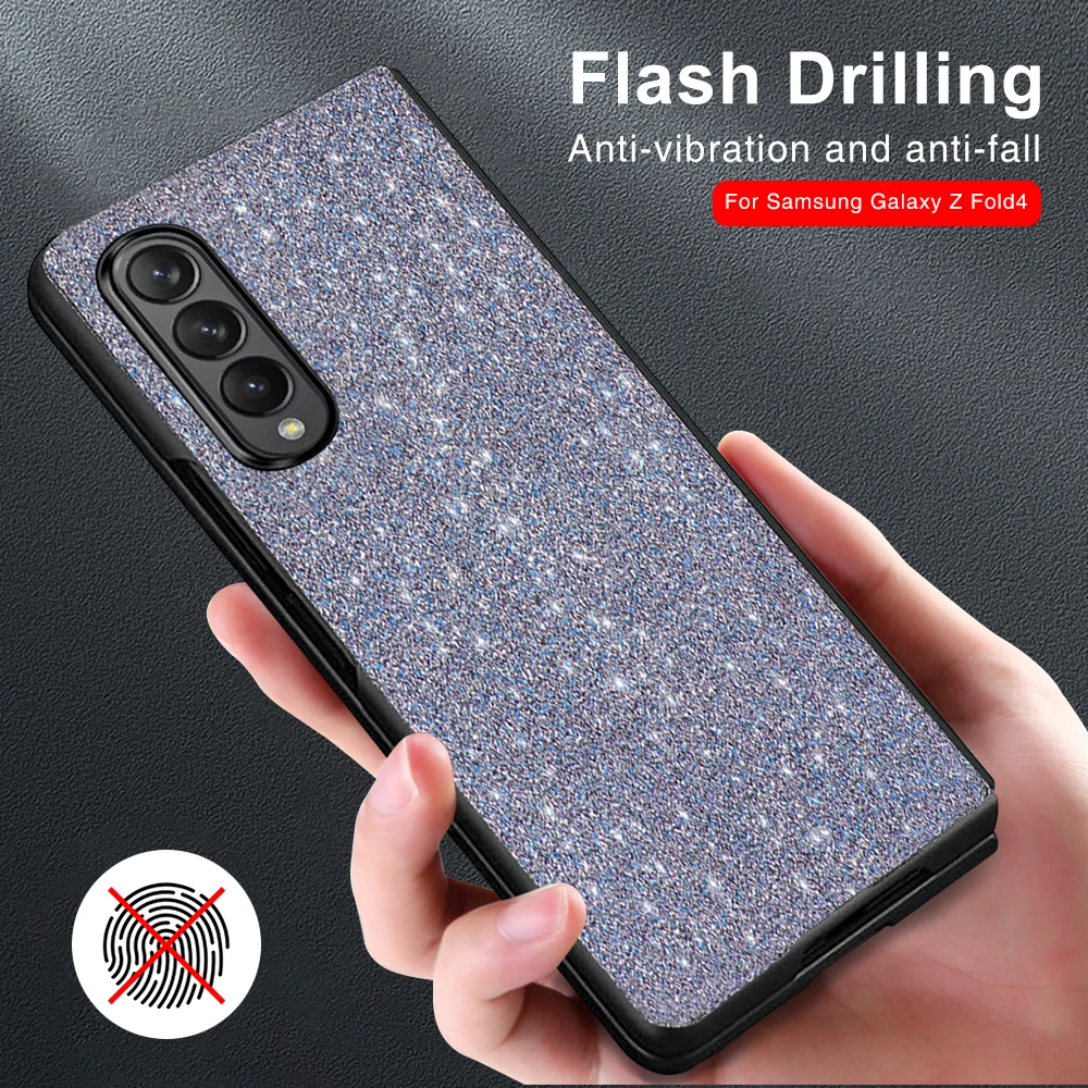 

Luxury Bling Sparkle Glitter Phone Cover For Samsung Galaxy Z Fold 4 Fold4 Zfold4 Case Hard PC Shockproof Bumper Protect Coque