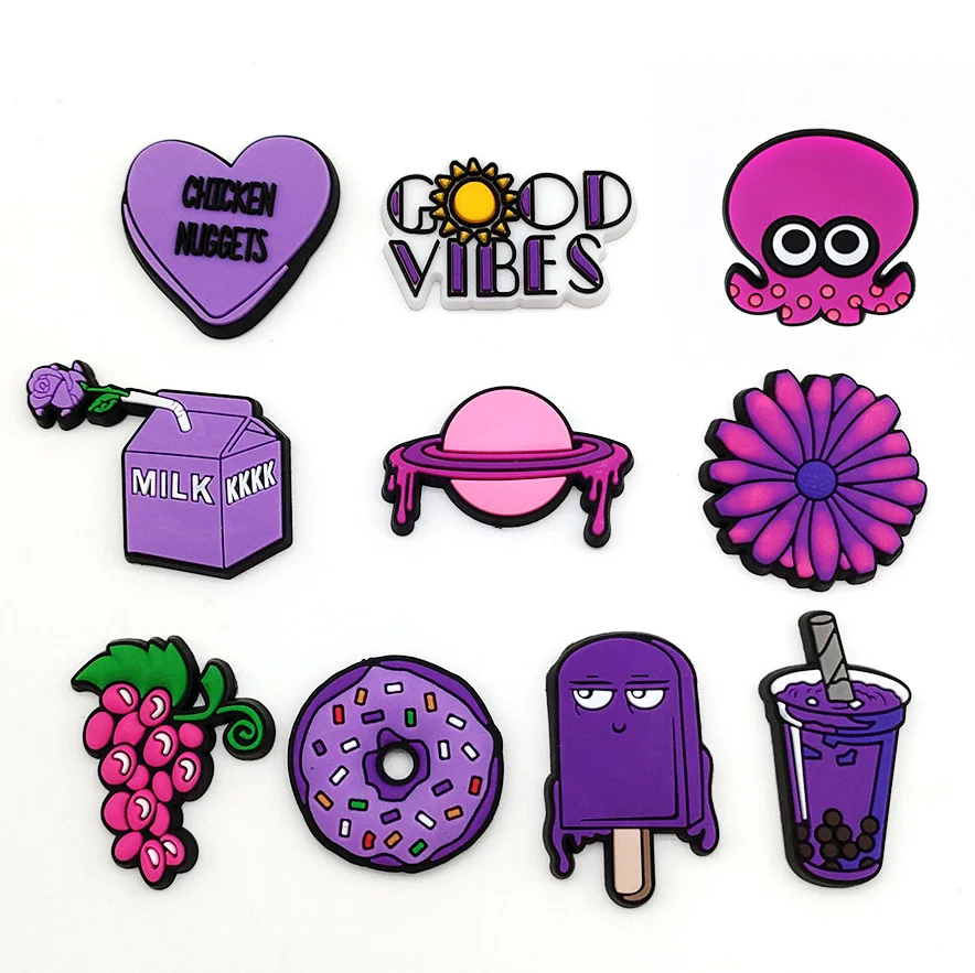 Hot 9 Sets of Popular Cartoon Fruit Botany Shoe Accessories PVC Shoe decorations Jibz Croc charms DIY for Kids Halloween Gifts