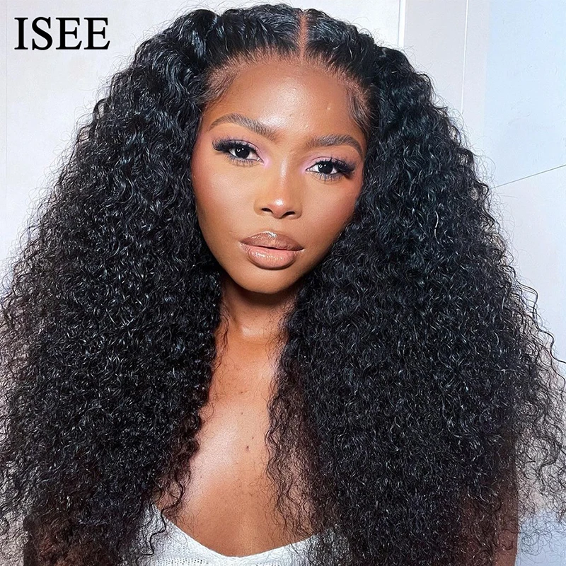ISEE HAIR V Part Wig Human Hair Wigs For Women Curly Hair No Leave Out Side Part Wig Human Hair Mongolian Kinky Curly Wig