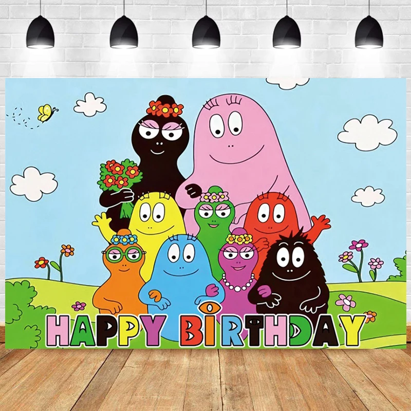 Фон для фотосъемки с семейным изображением бабабапапы на день рождения