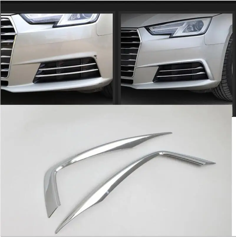 

Chrome Fog Light Trims Strips Molding 2016 2017 2018 2019 For Audi A4 B9 Car-styling fog lamps cover grille slats car fog light